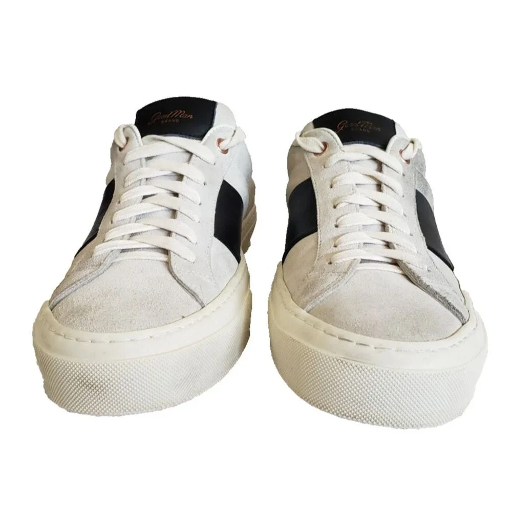 Good Man Brand Legacy Lo Top Midtown Sneakers Light Grey Suede/ Vachetta Sz 9.5